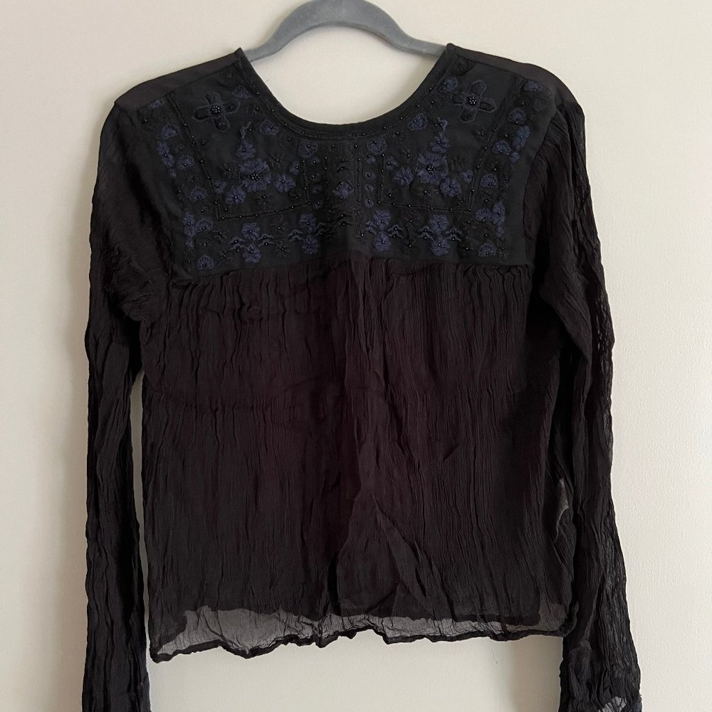 Black Sheer Long Sleeve Shirt